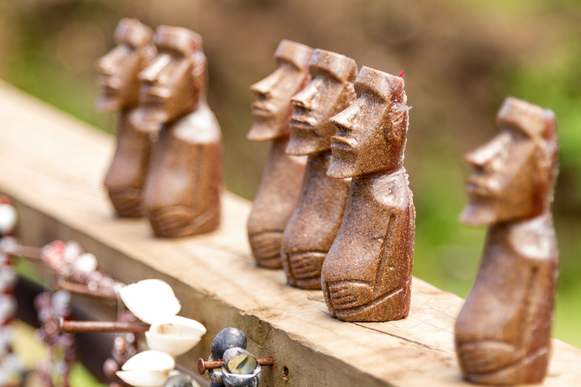 Tourist souvenir shop detail at Hanga Roa, Rapa Nui Easter Island Chile