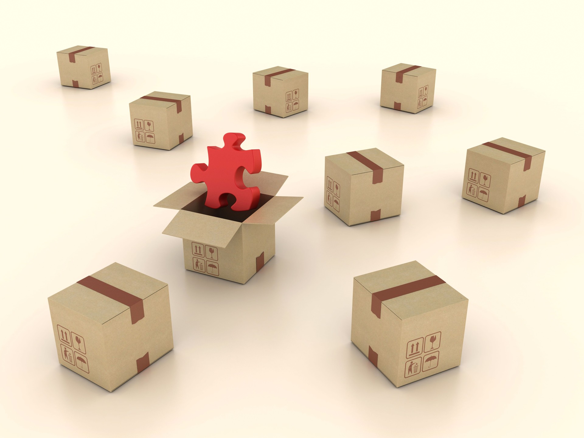 Puzzle Piece on Cardboard Box